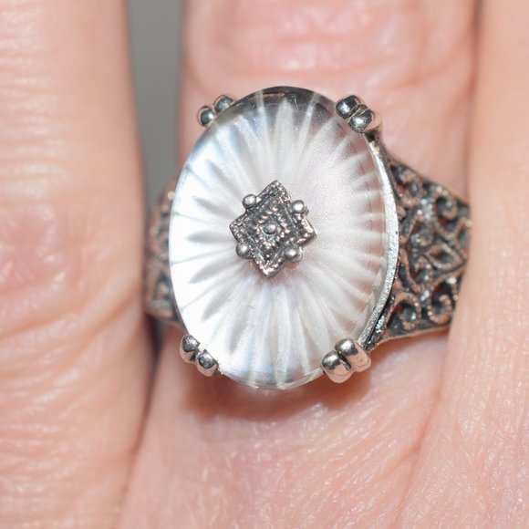 Vintage Sterling Silver Judith Jack Camphor Necklace & Earrings Set Plus Ring - Picture 14 of 16